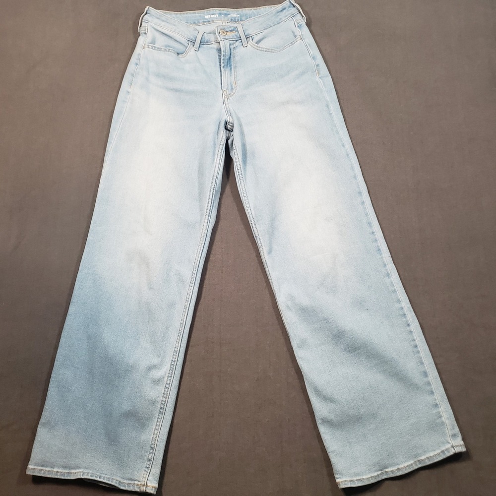 Old Navy Wow‎ Wide Leg Jeans Womens 4 Light Wash High Rise Denim